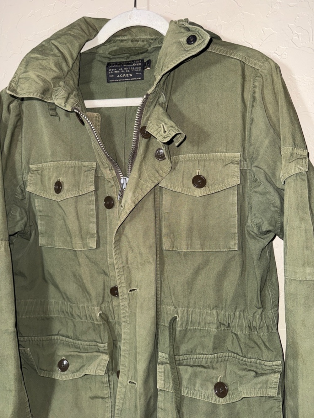 J. Crew army green vintage utility pocket jacket men’s size small - Picture 2 of 7